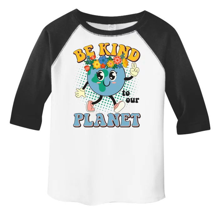 Be Kind To Our Planet Cute Retro Hippie Earth Toddler Fine Jersey T-Shirt