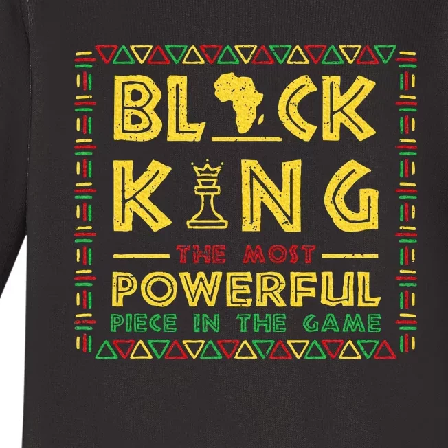 Black King The Most Powerful Piece In Game Black History Day Baby Long Sleeve Bodysuit