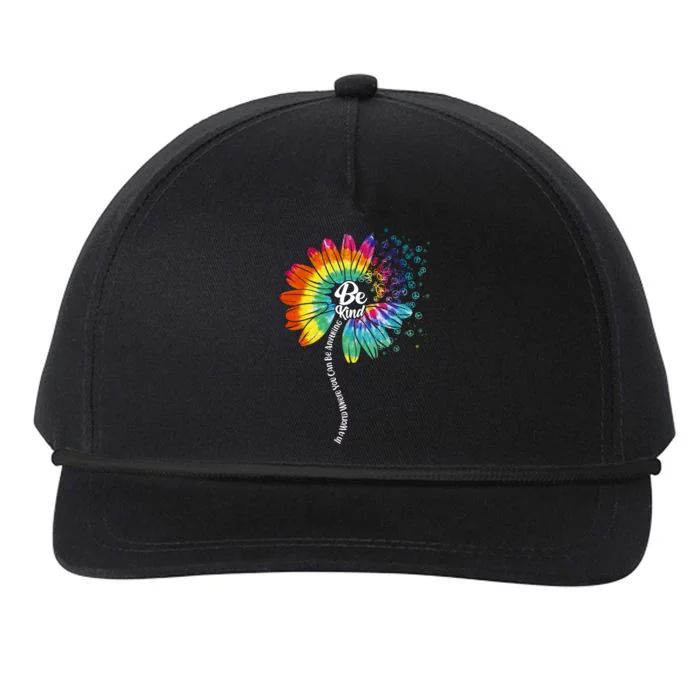 Be Kind Tie Dye Peace Flower Snapback Five-Panel Rope Hat