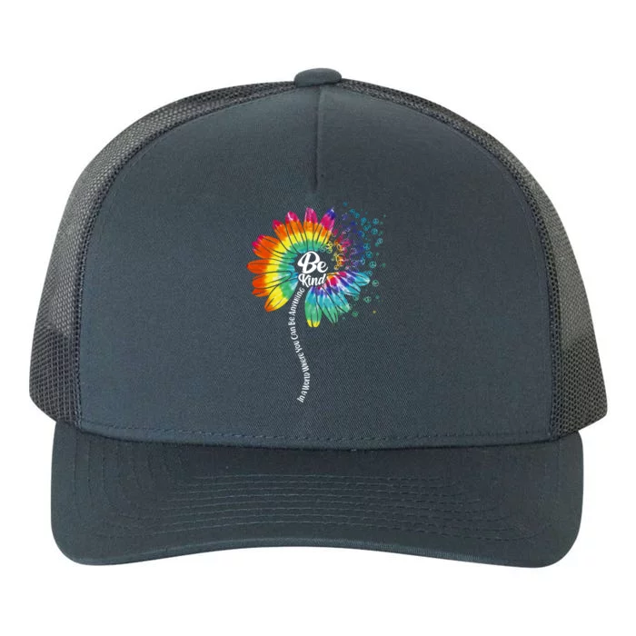 Be Kind Tie Dye Peace Flower Yupoong Adult 5-Panel Trucker Hat