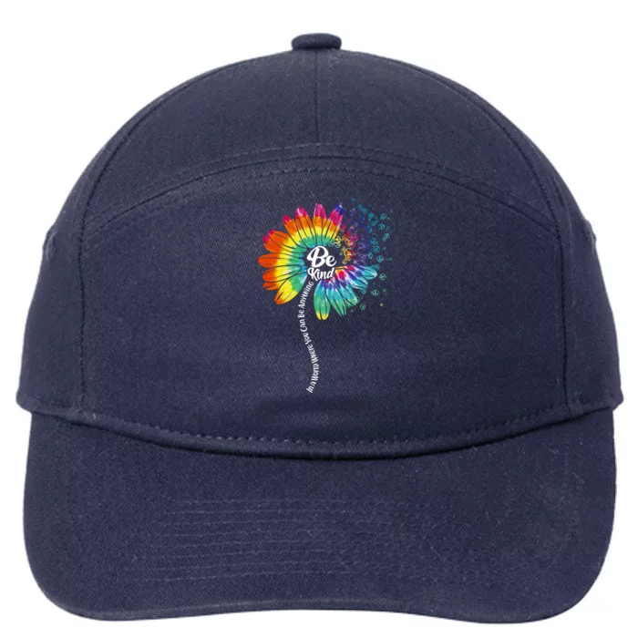 Be Kind Tie Dye Peace Flower 7-Panel Snapback Hat