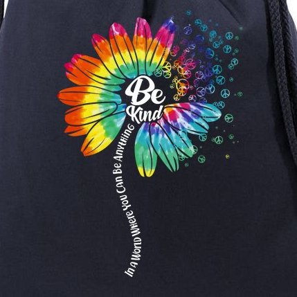 Be Kind Tie Dye Peace Flower Drawstring Bag