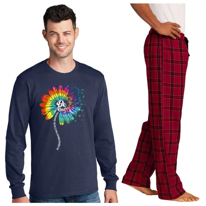 Be Kind Tie Dye Peace Flower Long Sleeve Pajama Set