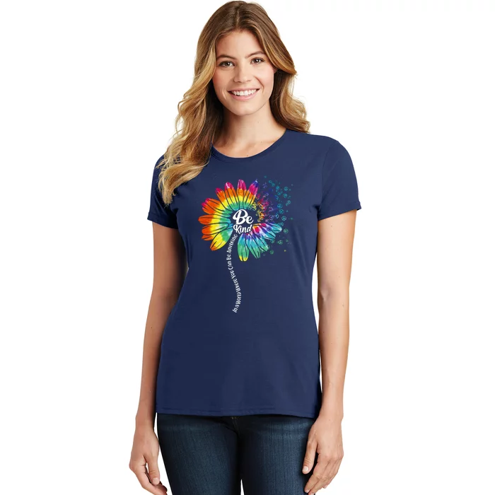 Be Kind Tie Dye Peace Flower Women's T-Shirt