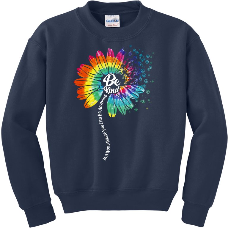 Be Kind Tie Dye Peace Flower Kids Sweatshirt