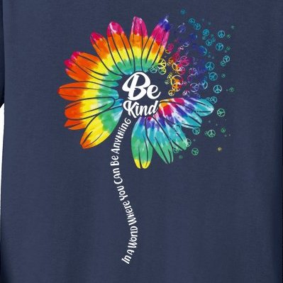 Be Kind Tie Dye Peace Flower Kids Long Sleeve Shirt