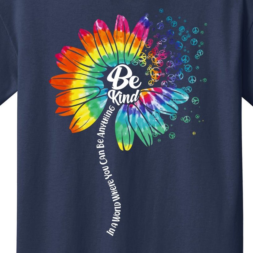 Be Kind Tie Dye Peace Flower Kids T-Shirt