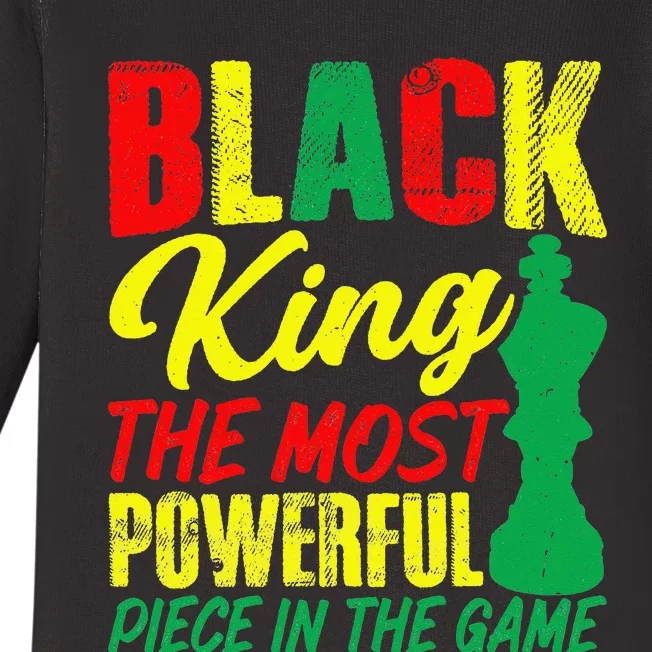 Black King The Most Powerful Piece in The Game Baby Long Sleeve Bodysuit