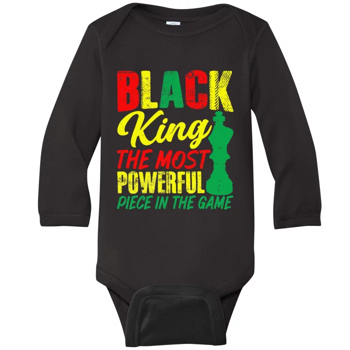 Black King The Most Powerful Piece in The Game Baby Long Sleeve Bodysuit