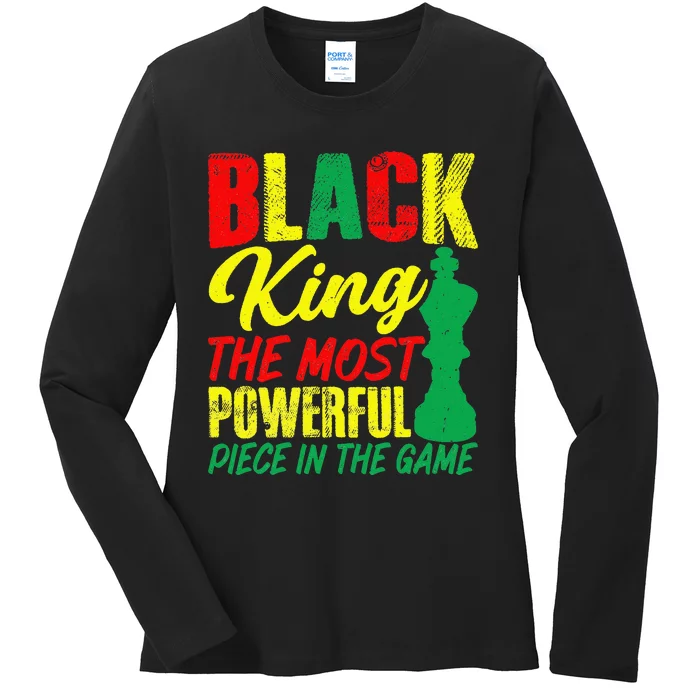 Black King The Most Powerful Piece in The Game Ladies Long Sleeve Shirt