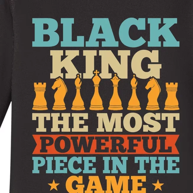 Black King The Most Powerful Piece In The Game Baby Long Sleeve Bodysuit