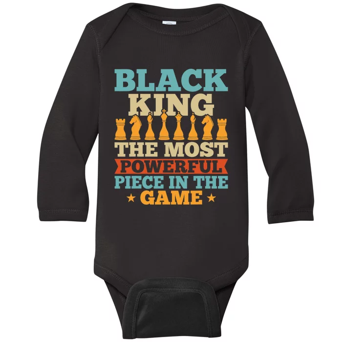 Black King The Most Powerful Piece In The Game Baby Long Sleeve Bodysuit