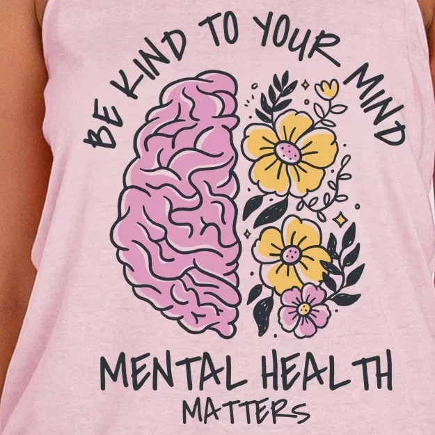 Be Kind To Your Mind Mental Health Matters Women's Knotted Racerback Tank