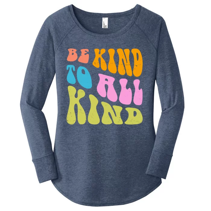 Be Kind To All Kind Quote Retro Women's Perfect Tri Tunic Long Sleeve Shirt