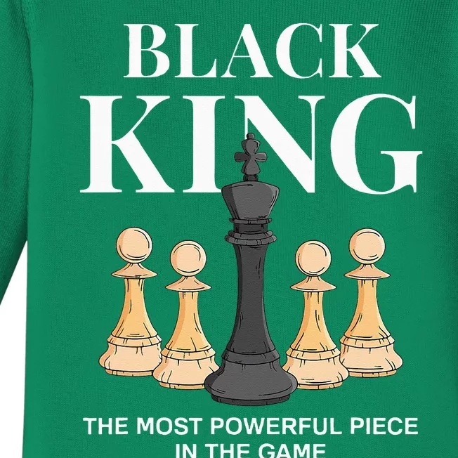 Black King The Most Powerful Piece In The Game Chess Baby Long Sleeve Bodysuit