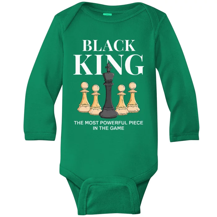 Black King The Most Powerful Piece In The Game Chess Baby Long Sleeve Bodysuit