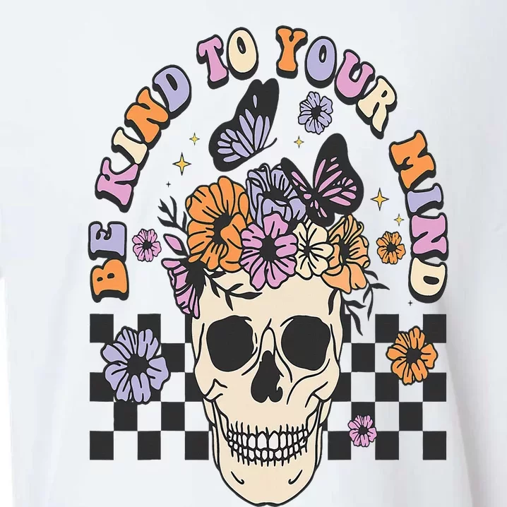 Be Kind To Your Mind Retro Floral Skull Mental illness Sueded Cloud Jersey T-Shirt