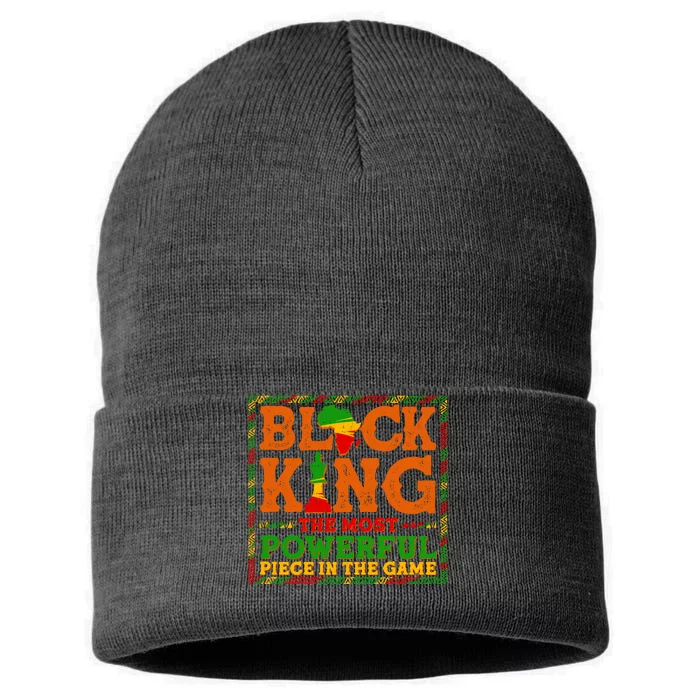 Black King The Most Powerful Piece In The Game Celebrate Black History Sustainable Knit Beanie