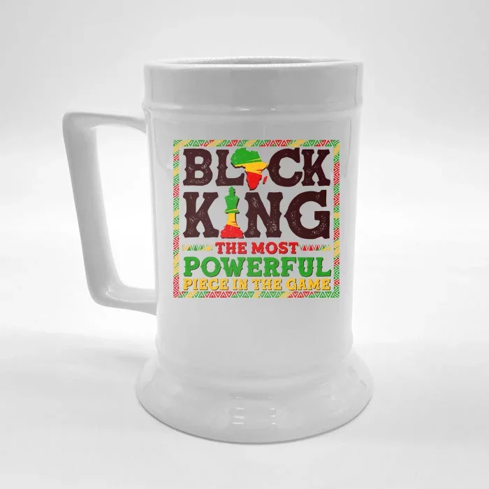 Black King The Most Powerful Piece In The Game Celebrate Black History Front & Back Beer Stein