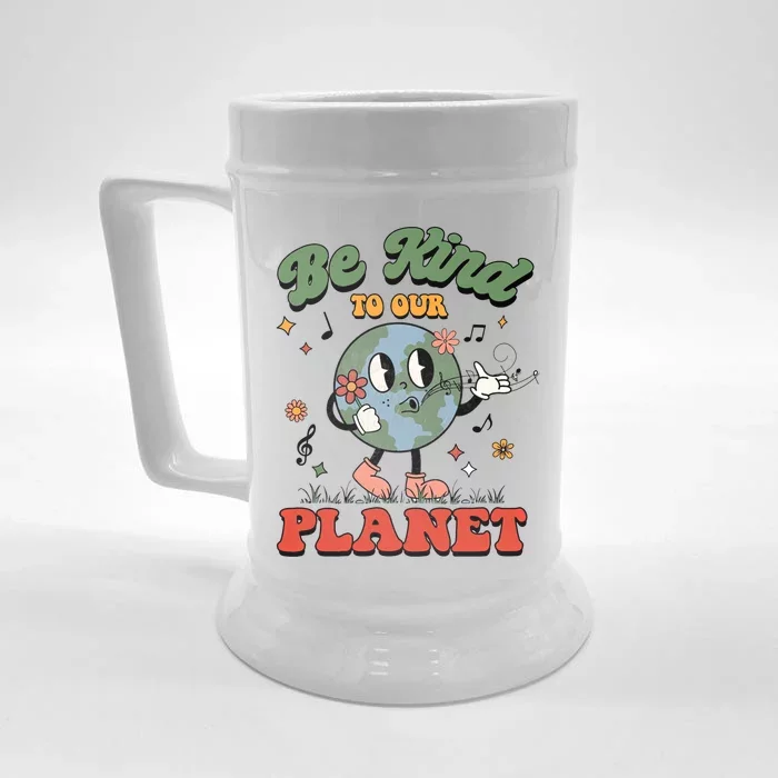 Be Kind To Our Planet Funny Retro Save The Earth Gift Front & Back Beer Stein