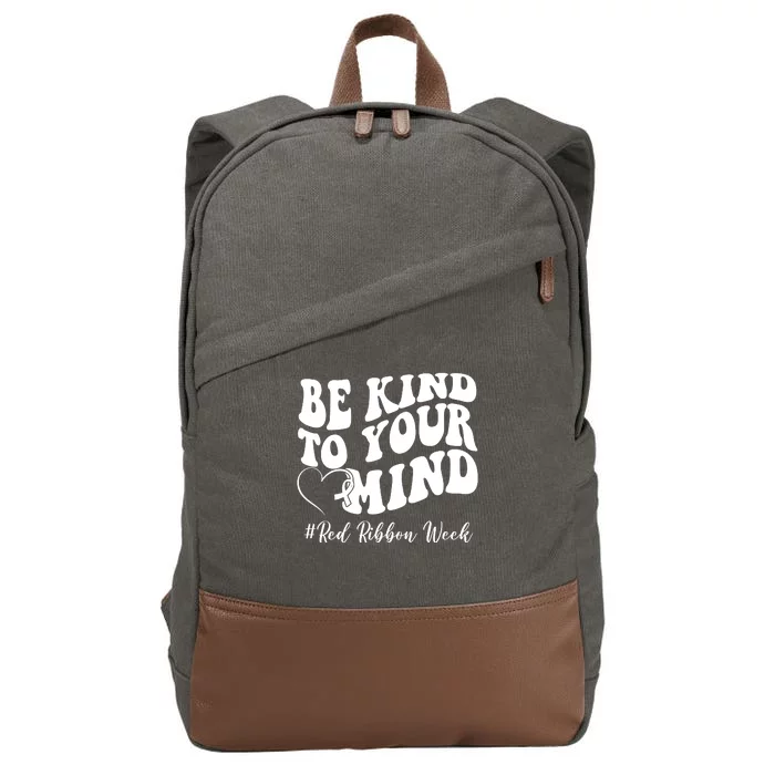 Be Kind To Your Mind Red Ribbon Week Groovy Cotton Canvas Backpack