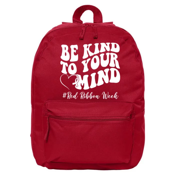 Be Kind To Your Mind Red Ribbon Week Groovy 16 in Basic Backpack