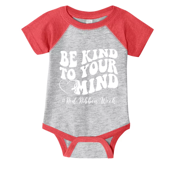 Be Kind To Your Mind Red Ribbon Week Groovy Infant Baby Jersey Bodysuit