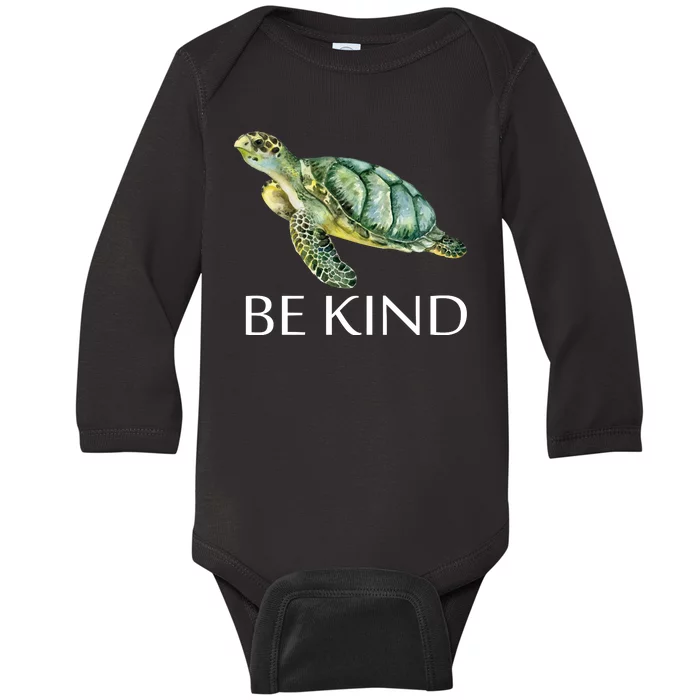 Be Kind Turtle Baby Long Sleeve Bodysuit