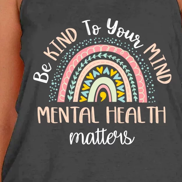 Be Kind To Your Mind Mental Health Matters Awareness Women's Knotted Racerback Tank