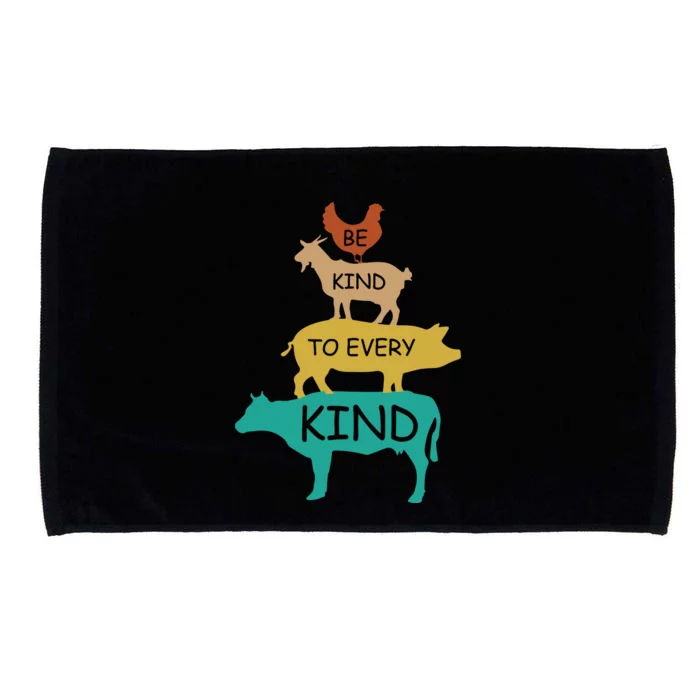 Be Kind To Every Kind Retro Vintage Funny Vegetarian Vegan Microfiber Hand Towel