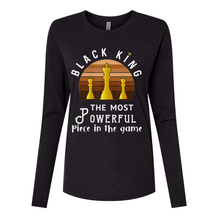 Black King The Most Powerful Piece in The Game Womens Cotton Relaxed Long Sleeve T-Shirt