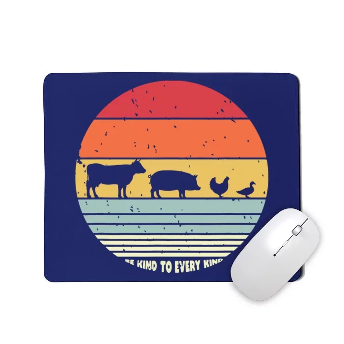 Be Kind To Every Kind Vegan Vegetarian Retro Tee Mousepad