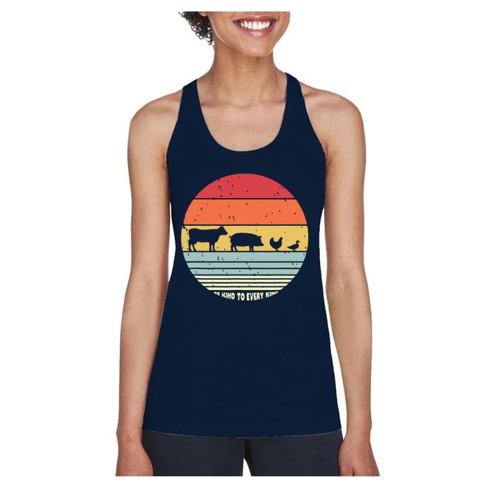 Be Kind To Every Kind Vegan Vegetarian Retro Tee Women's Racerback Tank