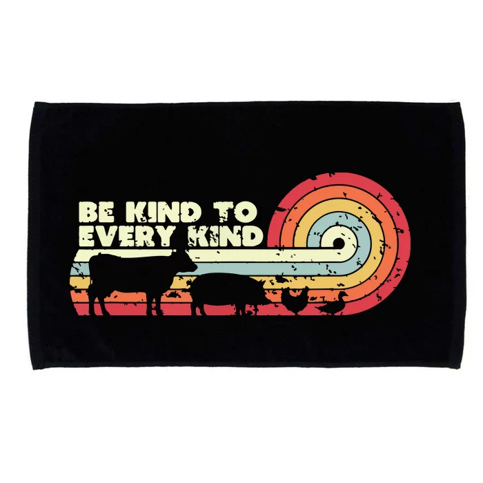 Be Kind To Every Kind Vegan Vegetarian Retro Tee Microfiber Hand Towel