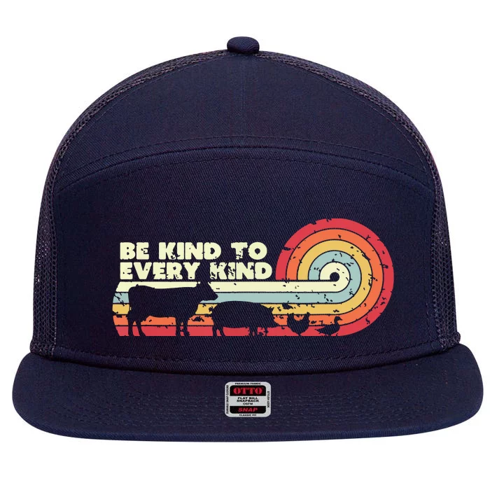 Be Kind To Every Kind Vegan Vegetarian Retro Tee 7 Panel Mesh Trucker Snapback Hat