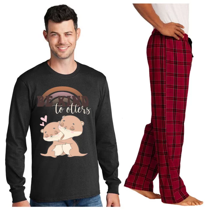 Be Kind To Otters Funny Funny Gift Gift Long Sleeve Pajama Set