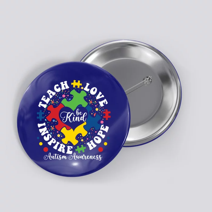 Be Kind Teach Love Inspire Autism Awareness Puzzle Gift Button