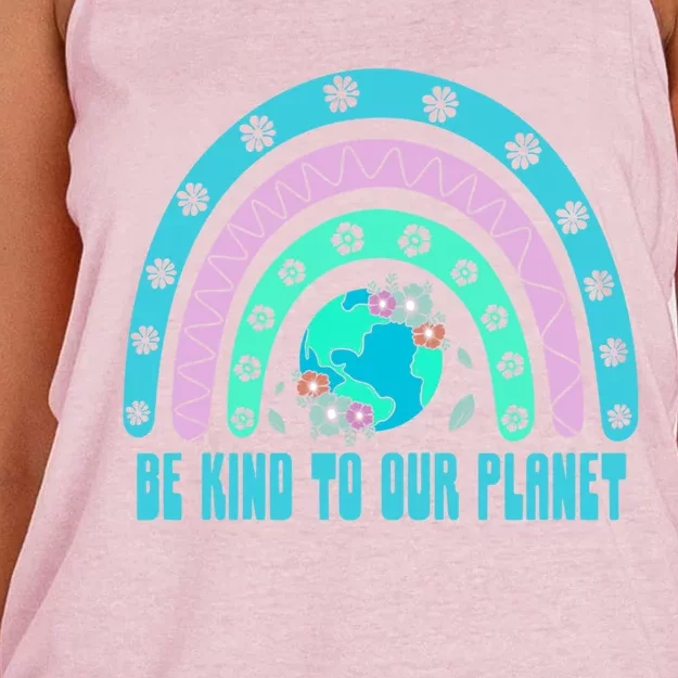 Be Kind To Our Planet Ecology Wildlife Ecosystem Outdoor Cool Gift Women's Knotted Racerback Tank