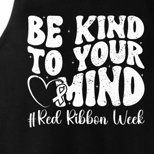 Be Kind To Your Mind Red Ribbon Week Groovy Kids Ladies Tri-Blend Wicking Tank