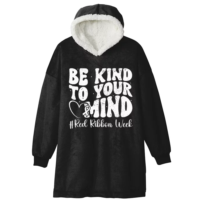 Be Kind To Your Mind Red Ribbon Week Groovy Kids Hooded Wearable Blanket