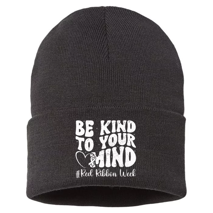 Be Kind To Your Mind Red Ribbon Week Groovy Kids Sustainable Knit Beanie