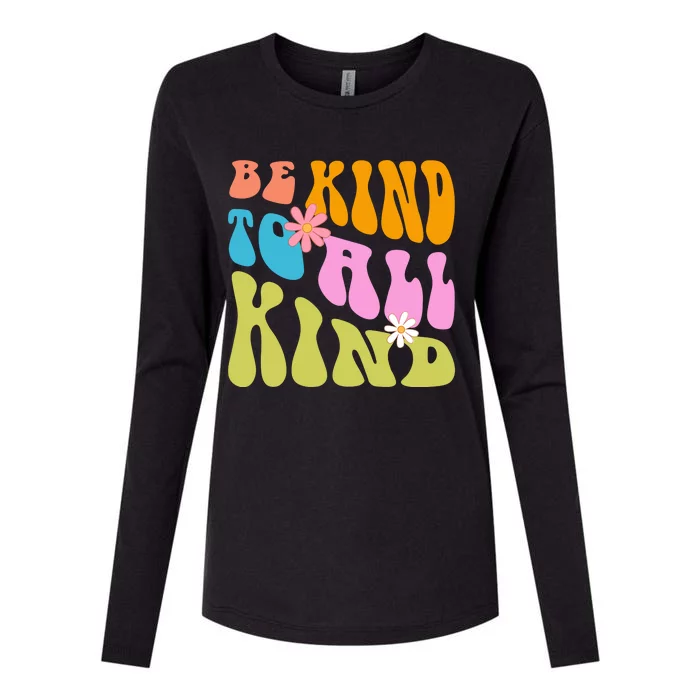 Be Kind To All Kind Colorful Retro Quote Womens Cotton Relaxed Long Sleeve T-Shirt