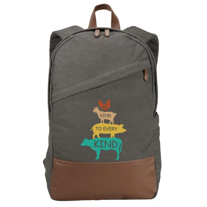 Be Kind To Every Kind Retro Vintage Funny Vegetarian Vegan Cotton Canvas Backpack