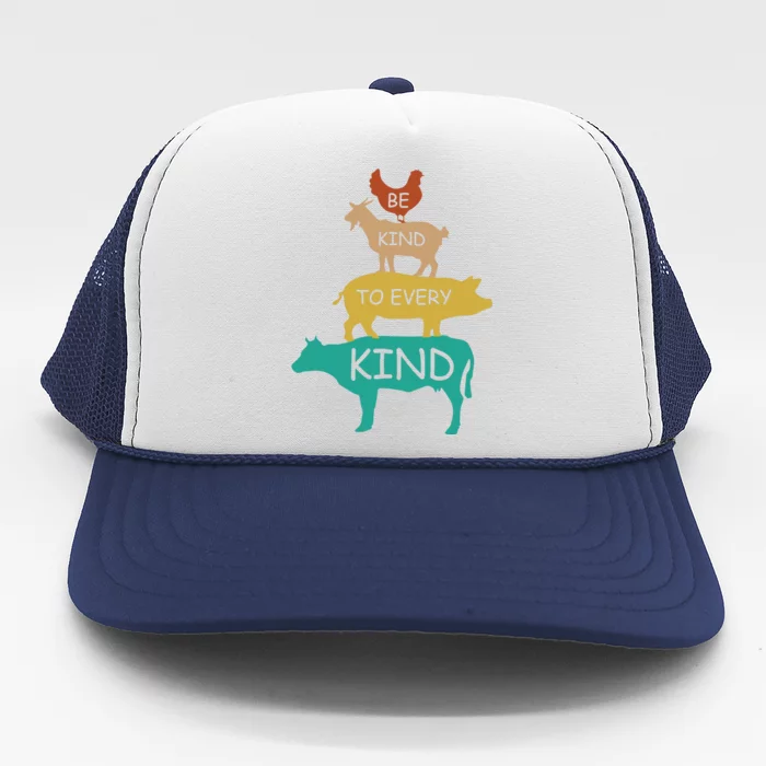 Be Kind To Every Kind Retro Vintage Funny Vegetarian Vegan Trucker Hat