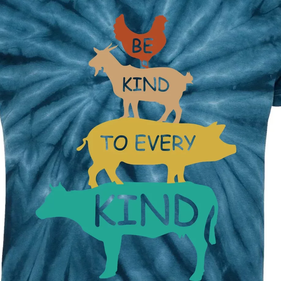 Be Kind To Every Kind Retro Vintage Funny Vegetarian Vegan Kids Tie-Dye T-Shirt