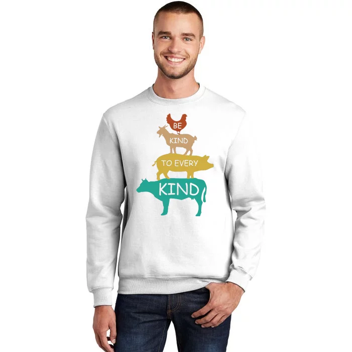 Be Kind To Every Kind Retro Vintage Funny Vegetarian Vegan Sweatshirt