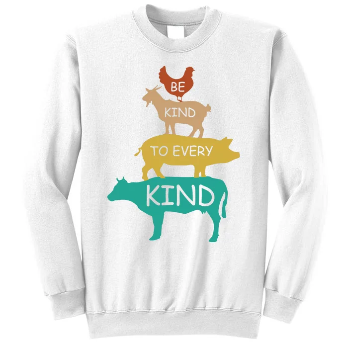 Be Kind To Every Kind Retro Vintage Funny Vegetarian Vegan Sweatshirt