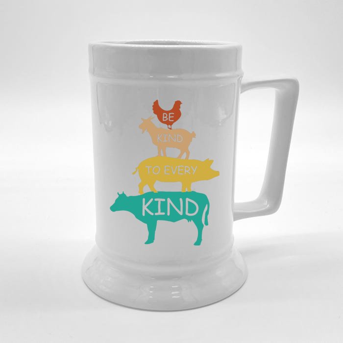 Be Kind To Every Kind Retro Vintage Funny Vegetarian Vegan Front & Back Beer Stein