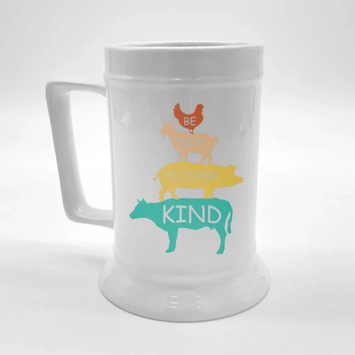 Be Kind To Every Kind Retro Vintage Funny Vegetarian Vegan Front & Back Beer Stein