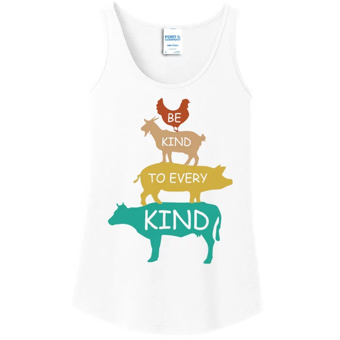 Be Kind To Every Kind Retro Vintage Funny Vegetarian Vegan Ladies Essential Tank